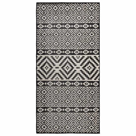 Vidaxl udenfor tæppe med mønster fladtvævet 80x150 cm sort