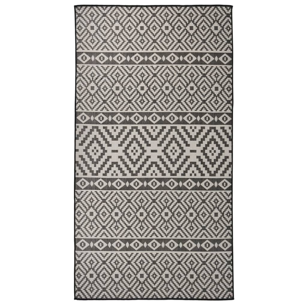 Vidaxl udenfor tæppe med mønster fladtvævet 80x150 cm sort