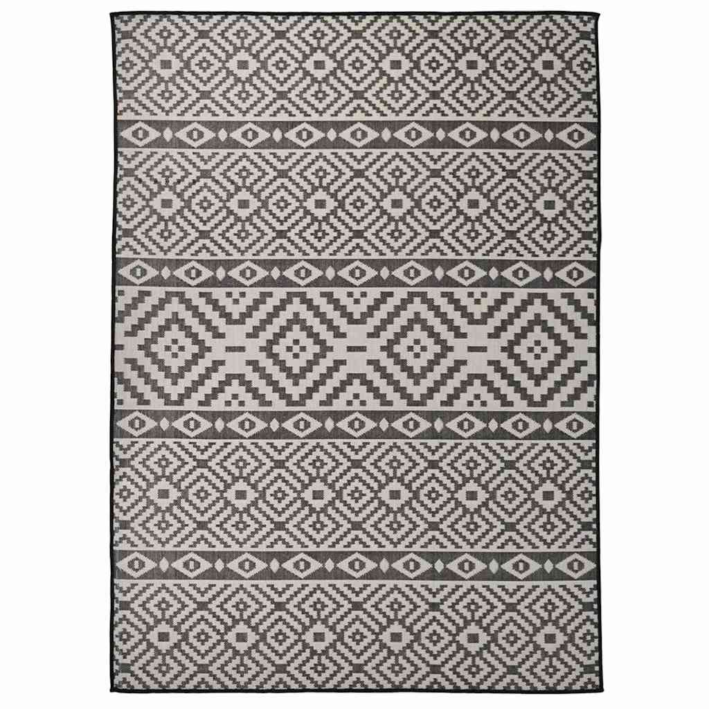 Vidaxl udenfor tæppe med mønster fladtvævet 200x280 cm sort