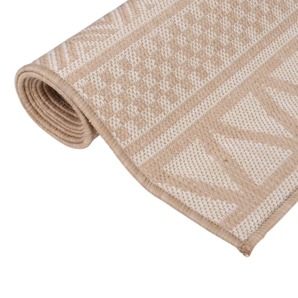 Vidaxl udenfor tæppe med mønster fladtvævet 80x150 cm brun