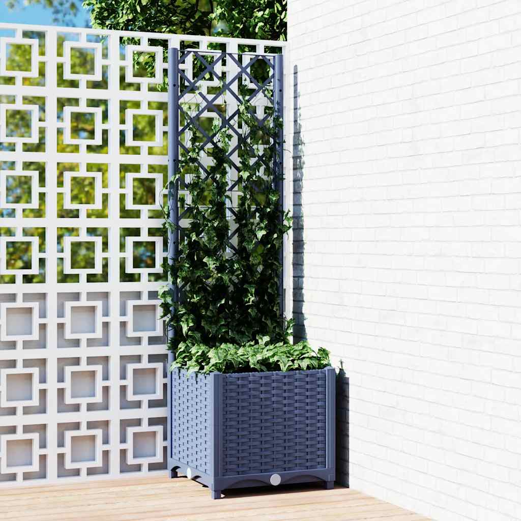Vidaxl Plannet med Trellis Blue Grey 40x40x136 cm pp