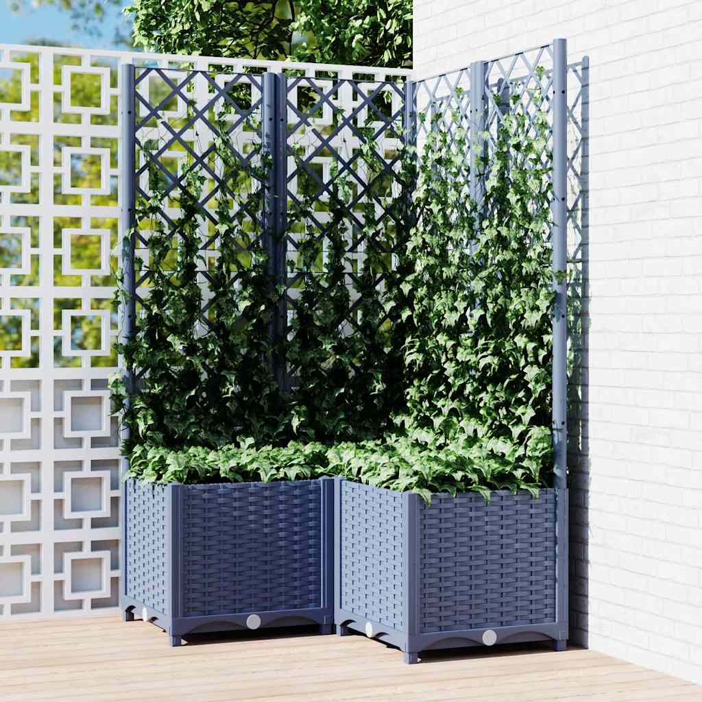 Vidaxx plantekasse med espalier 80x80x136 cm polypropylen blå-grå