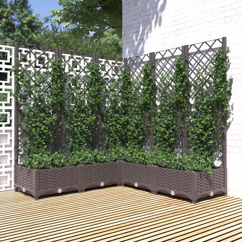 Vidaxl planter med lameller arbejde 120x120x121,5 cm polypropenbrun