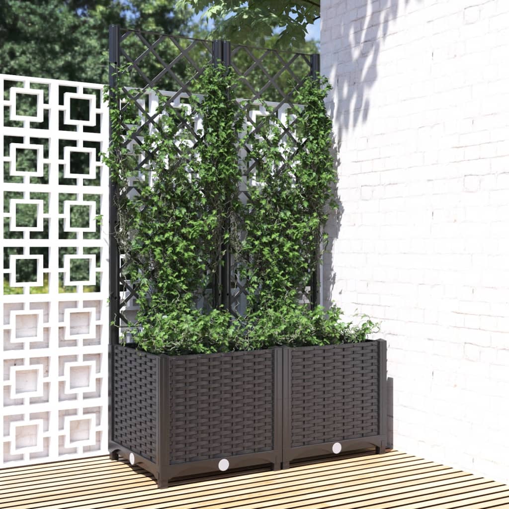 Vidaxxl plantekasse med espalier sort 80x40x136 cm s