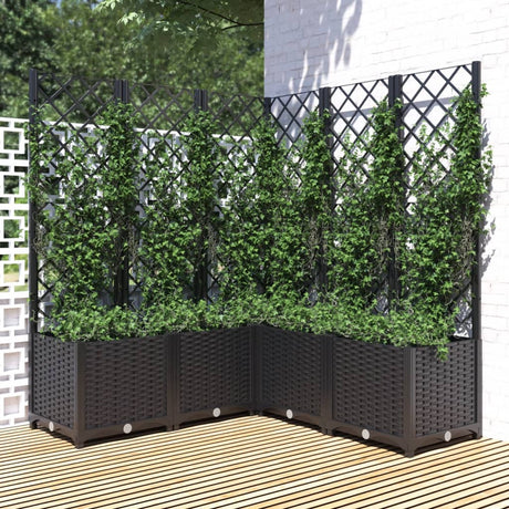 Vidaxl Planter med latwerk 120x120x136 cm polypropen sort