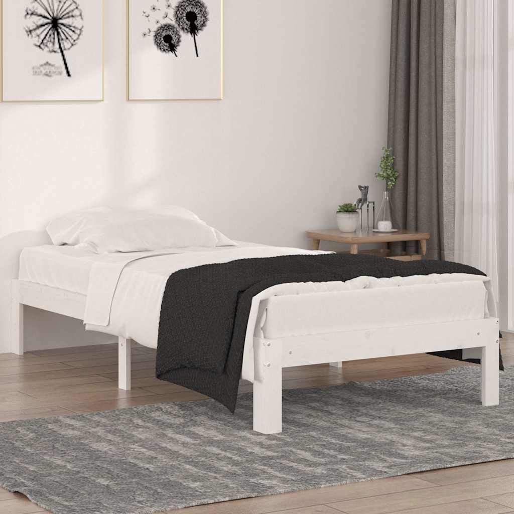 Vidaxl bedframe massief hout wit 90x190 cm