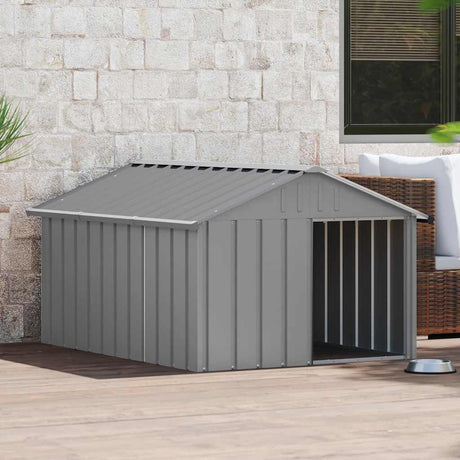 Vidaxl Dog loft 116.5x153x81.5 cm galvaniseret stålgrå