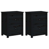 Vidaxl nachtkastjes 2 st 50x35x61,5 cm massief grenenhout zwart