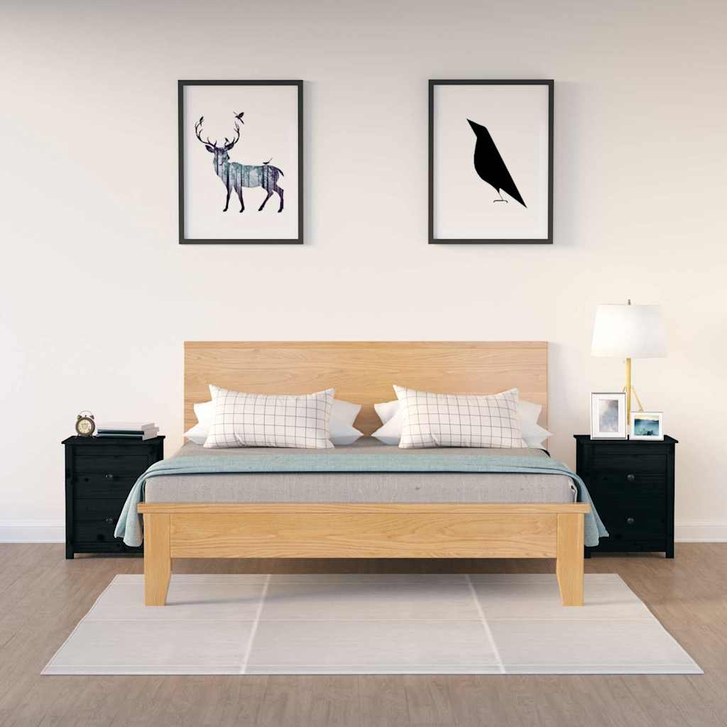 Vidaxl nachtkastjes 2 st 50x35x61,5 cm massief grenenhout zwart