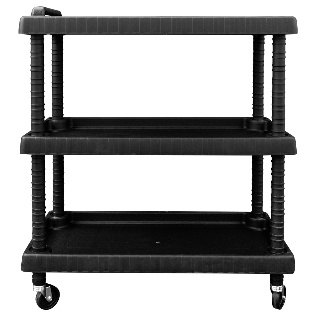 Vidaxl Tool Trolley 3-lags 75x37.5x92 cm polypropen sort