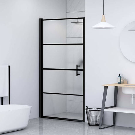 Vidaxl brusedør halvt -mat 81x195 cm hærdet glas sort