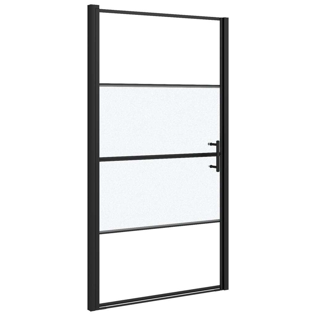 Vidaxl brusedør halvt -Mat 100x178 cm hærdet glas sort