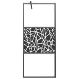 Vidaxl walk-in brusevæg med stenmotiv 80x195 cm esg glas sort
