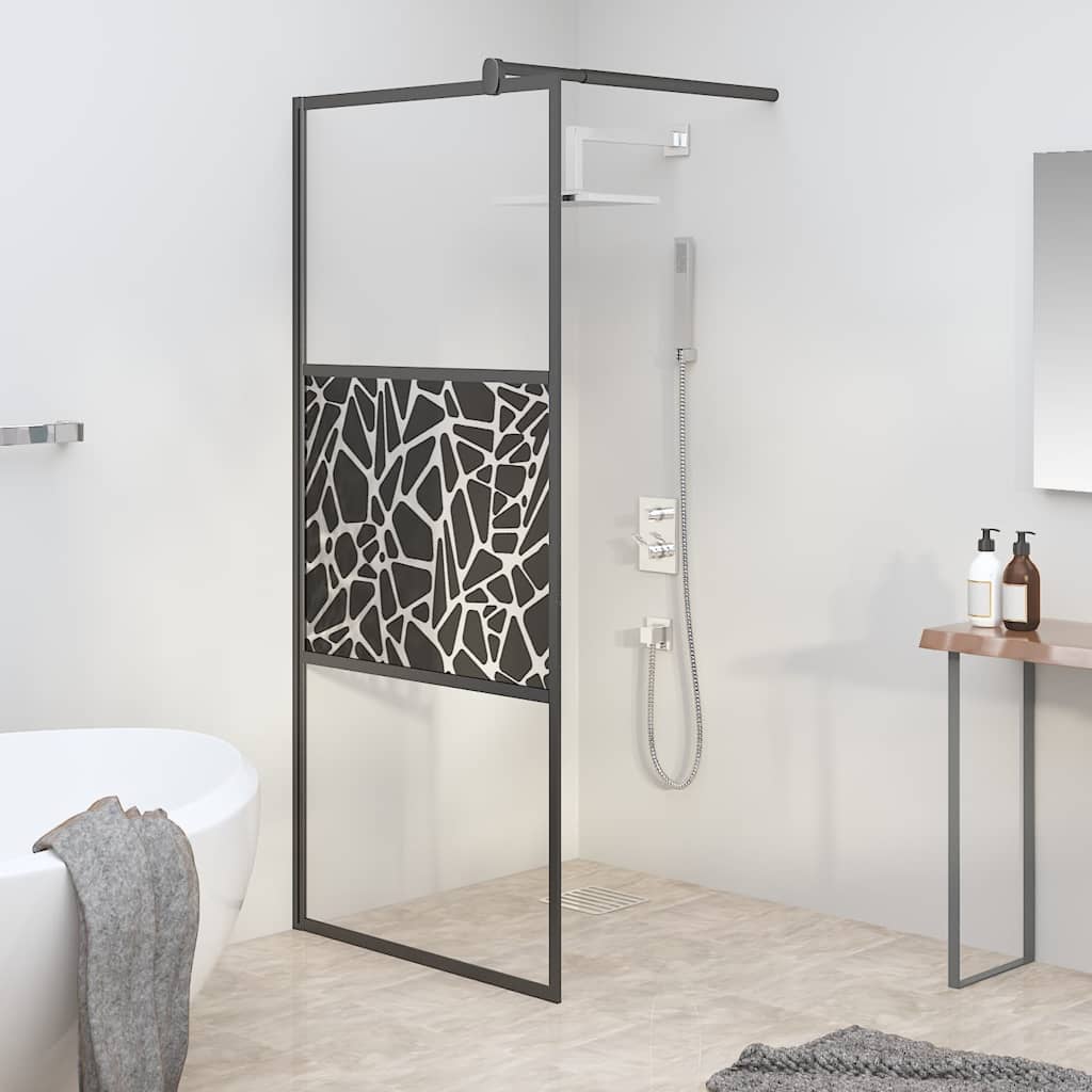 Vidaxx brusekabine med stenmotiv 90x195 cm ESG glas sort