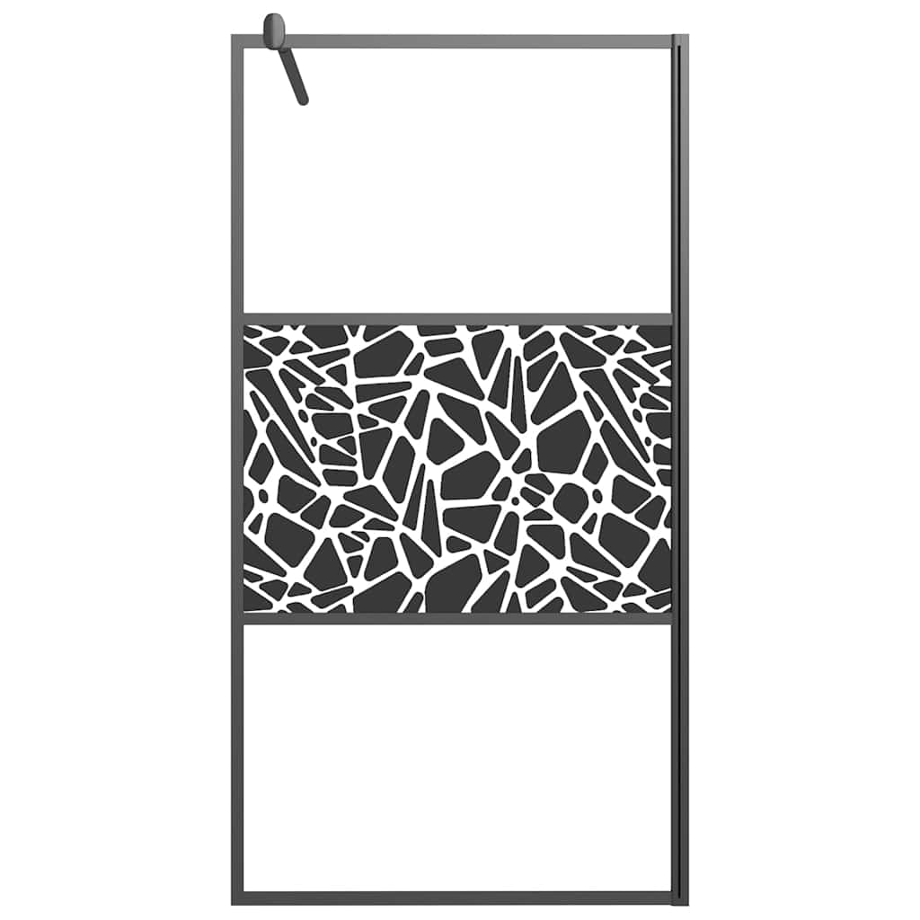 Vidaxl walk-in brusevæg med stenmotiv 100x195 cm esg glas sort