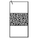 Vidaxl walk-in brusevæg med stenmotiv 100x195 cm esg glas sort
