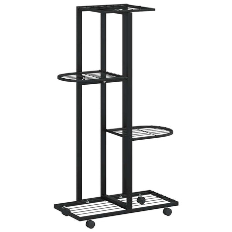 Vidaxl Flower Stand med hjul 4-lag 44x23x80 cm Iron Black