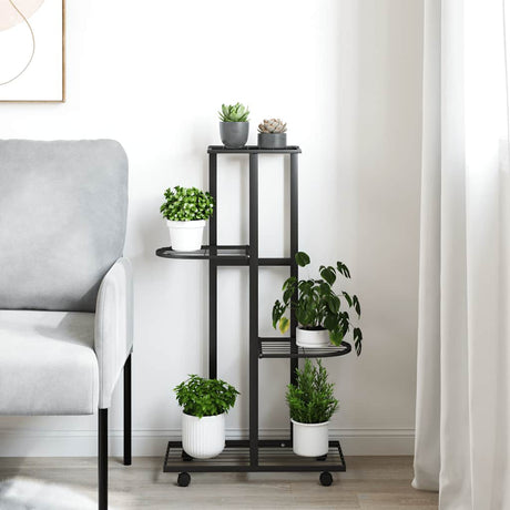 Vidaxl Flower Stand med hjul 4-lag 44x23x80 cm Iron Black