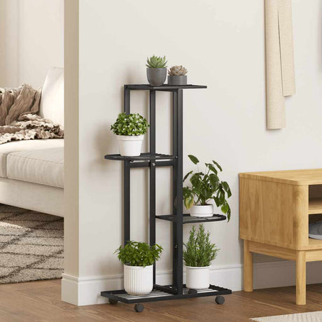Vidaxl Flower Stand med hjul 4-lag 44x23x80 cm Iron Black
