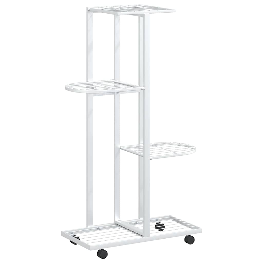 Vidaxl Flower Standard med hjul 4-lag 44x23x80 cm jernhvid