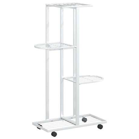 Vidaxl Flower Standard med hjul 4-lag 44x23x80 cm jernhvid