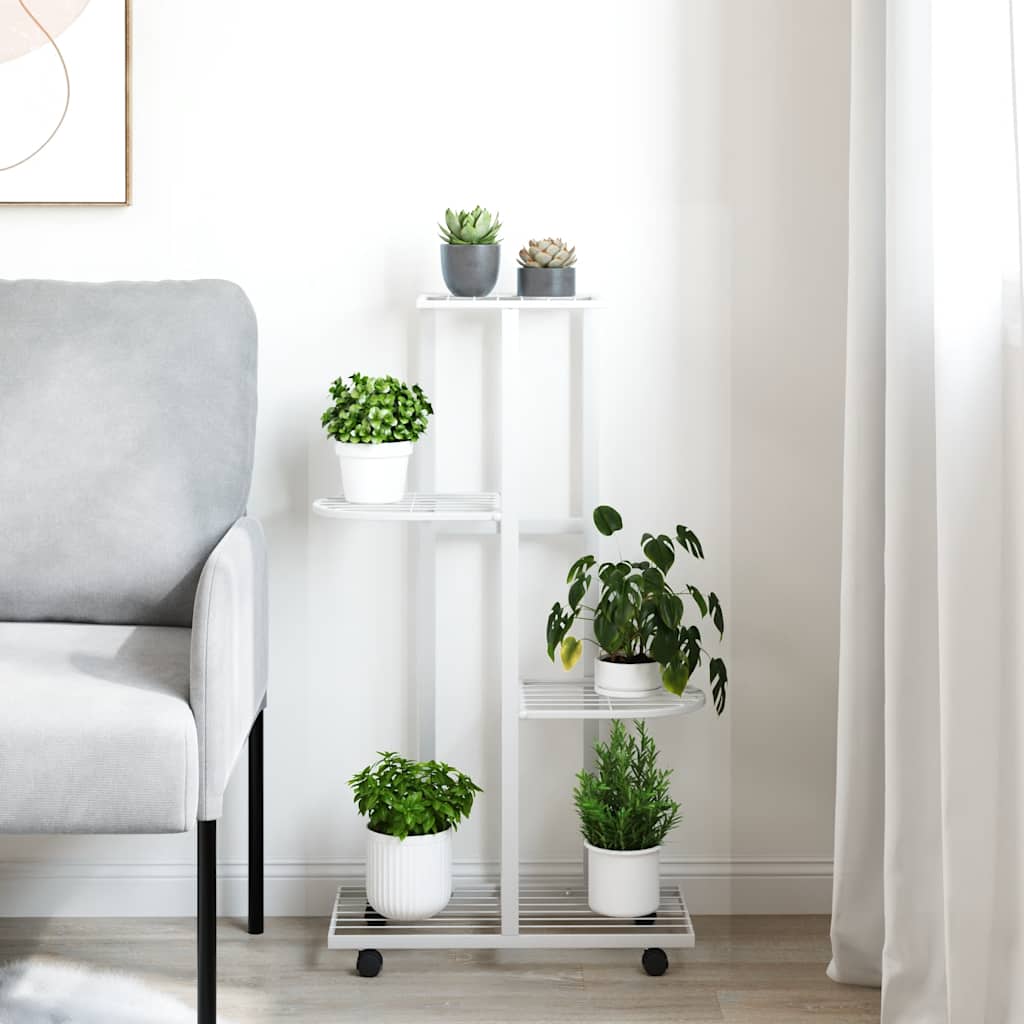 Vidaxl Flower Standard med hjul 4-lag 44x23x80 cm jernhvid