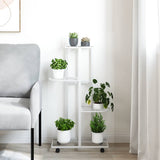 Vidaxl Flower Standard med hjul 4-lag 44x23x80 cm jernhvid