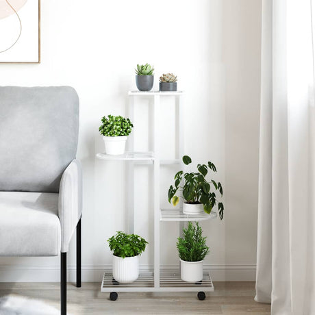 Vidaxl Flower Standard med hjul 4-lag 44x23x80 cm jernhvid