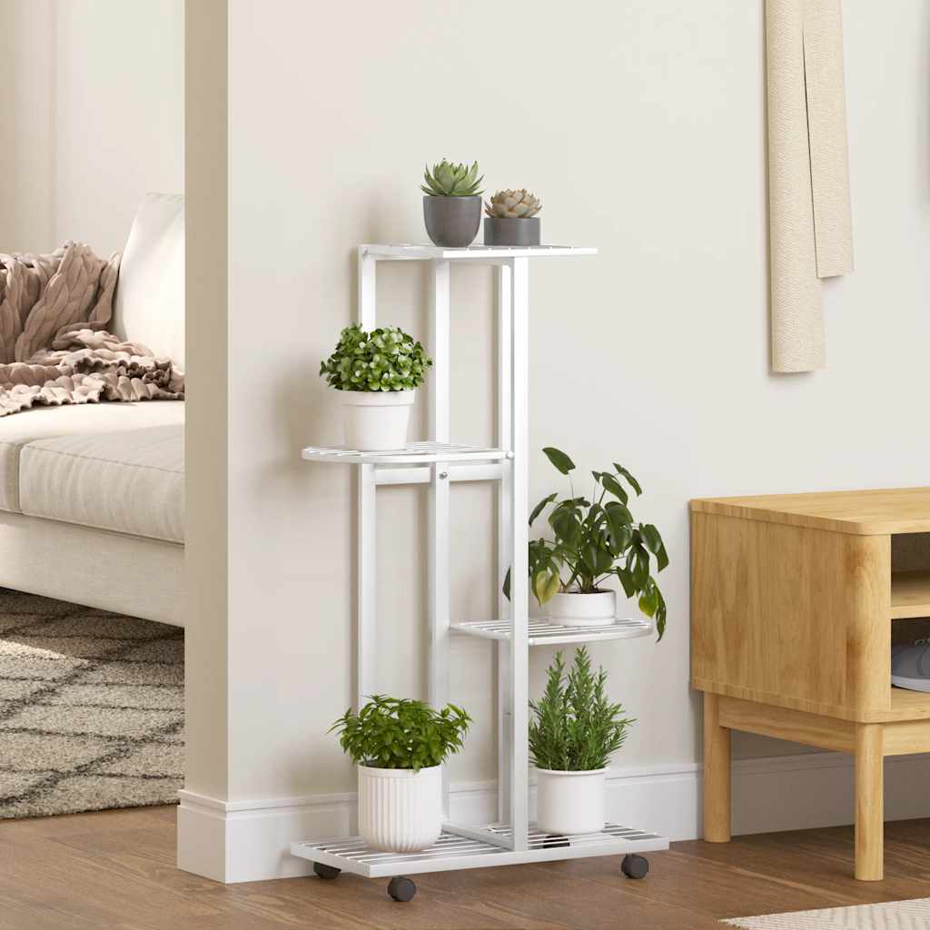 Vidaxl Flower Standard med hjul 4-lag 44x23x80 cm jernhvid