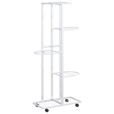 Vidaxl Flower Standard med hjul 5-lag 44x23x100 cm jernhvid