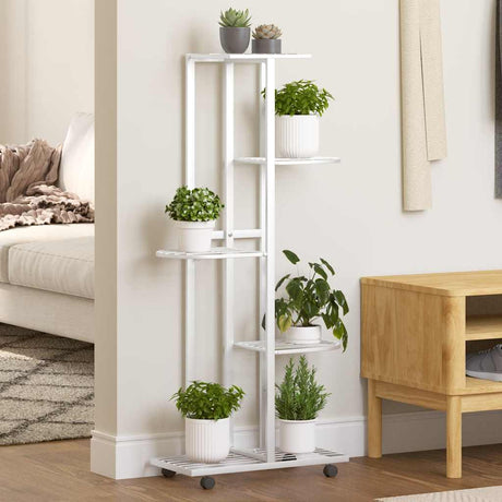 Vidaxl Flower Standard med hjul 5-lag 44x23x100 cm jernhvid