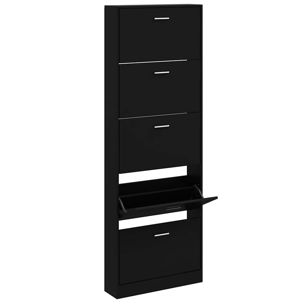 Vidaxl Shoe Cabinet 59x17x169 cm forarbejdet træ sort