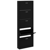 Vidaxl Shoe Cabinet 59x17x169 cm forarbejdet træ sort
