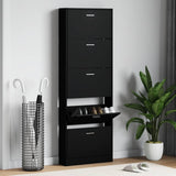 Vidaxl Shoe Cabinet 59x17x169 cm forarbejdet træ sort