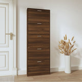 Vidaxl Shoe Cabinet 59x17x169 cm Property Wood Brown Oak Color