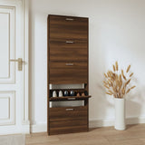 Vidaxl Shoe Cabinet 59x17x169 cm Property Wood Brown Oak Color