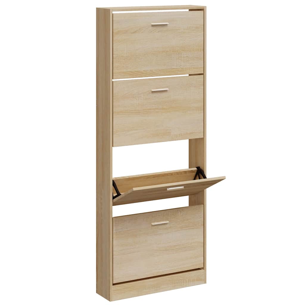 Vidaxl Shoe Cabinet 59x17x150 cm forarbejdet træ eg farvet