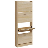 Vidaxl Shoe Cabinet 59x17x150 cm forarbejdet træ eg farvet