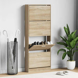 Vidaxl Shoe Cabinet 59x17x150 cm forarbejdet træ eg farvet
