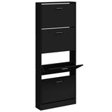 Vidaxl Shoe Cabinet 59x17x150 cm Property Wood Black