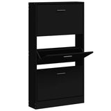 Vidaxl Shoe Cabinet 59x17x108 cm Property Wood Black