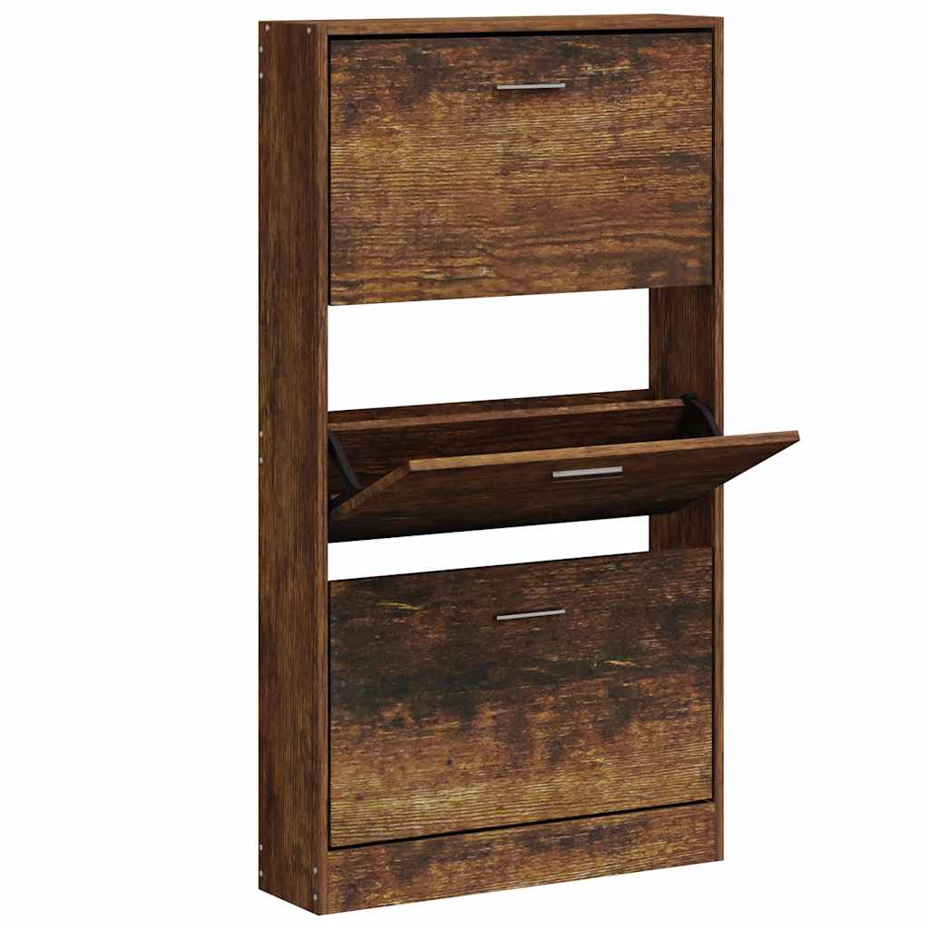 Vidaxl Shoe Cabinet 59x17x108 cm Property Wood Røget eg Farvet