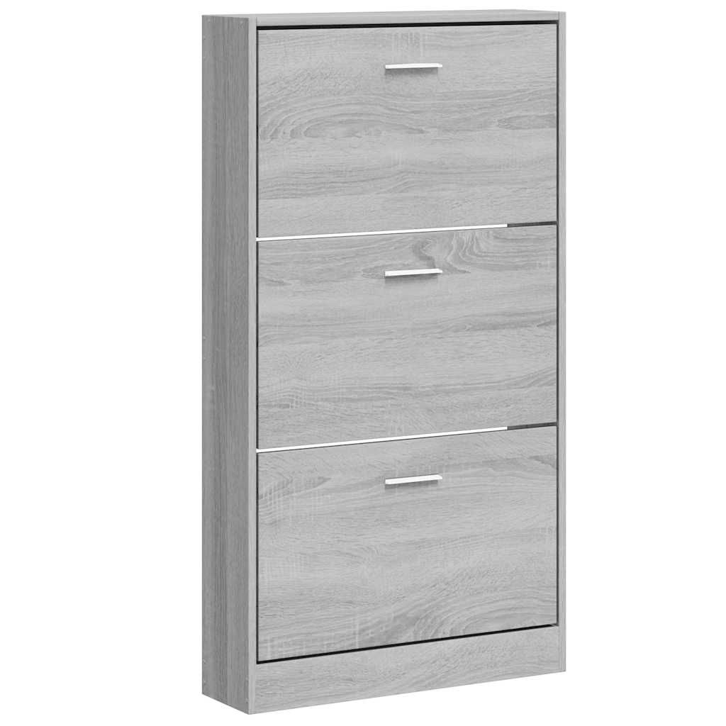 Vidaxl Shoe Cabinet 59x17x108 cm Forarbejdet trægrå sonoma