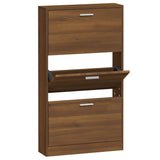 Vidaxl Shoe Cabinet 59x17x108 cm skåret træbrun eg farve