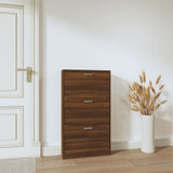 Vidaxl Shoe Cabinet 59x17x108 cm skåret træbrun eg farve