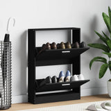 Vidaxl Shoe Cabinet 59x17x81 cm Property Wood Black