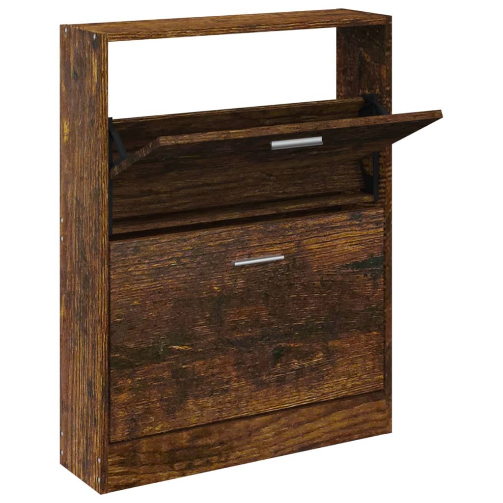 Vidaxl Shoe Cabinet 59x17x81 cm Property Wood Røget eg Farvet