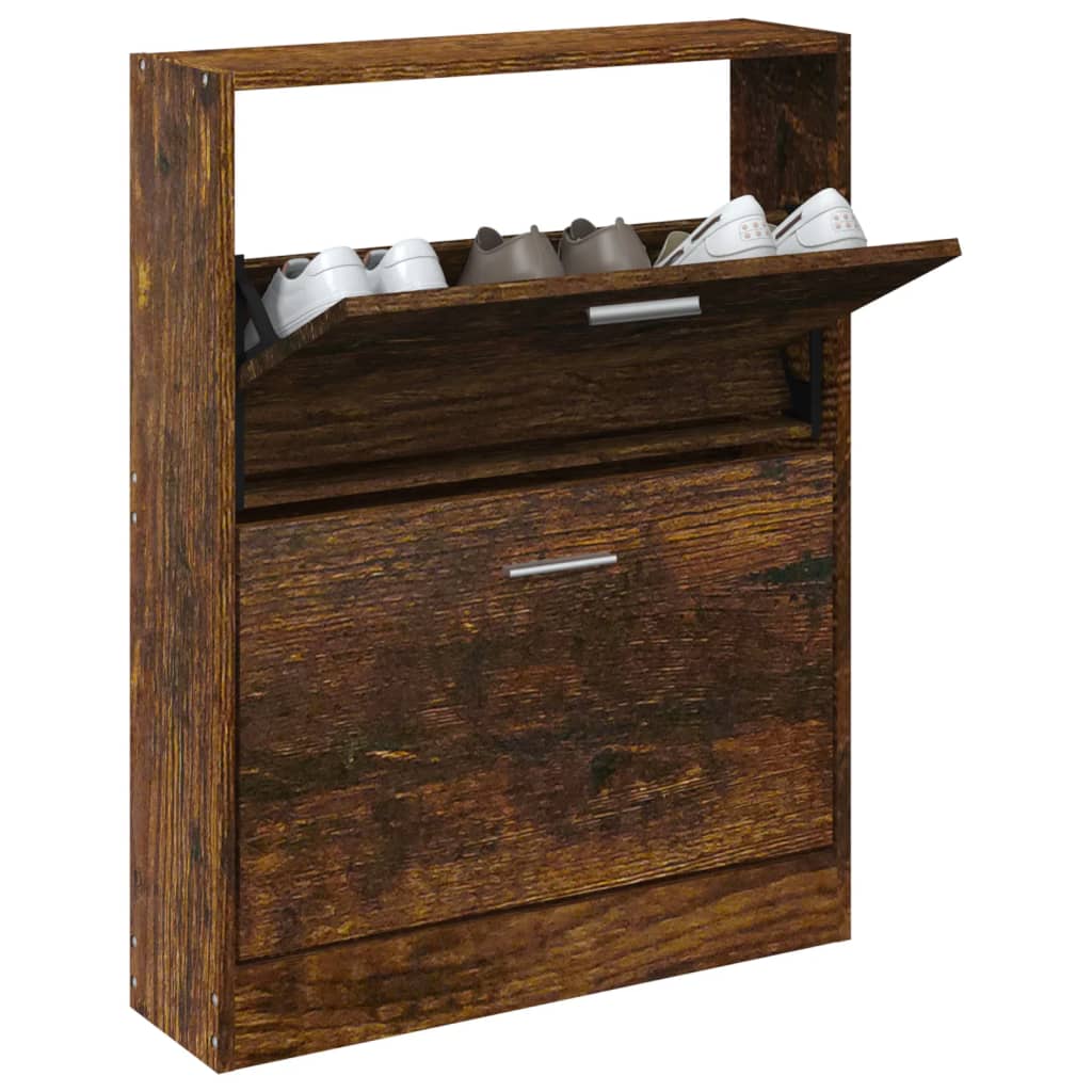 Vidaxl Shoe Cabinet 59x17x81 cm Property Wood Røget eg Farvet