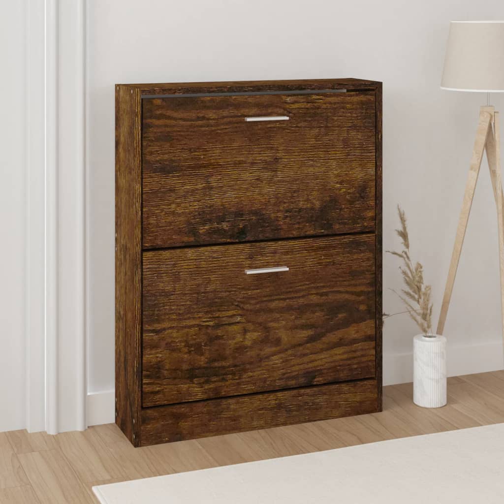 Vidaxl Shoe Cabinet 59x17x81 cm Property Wood Røget eg Farvet