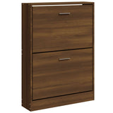 Vidaxl Shoe Cabinet 59x17x81 cm skåret træbrun eg farve